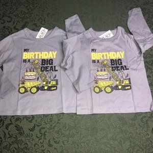 Nwt TWINS 2t 3t or 4t BIRTHDAY trucks shirts boys